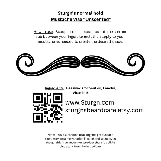 Sturgn's Normal hold Mustache Wax (Unscented)